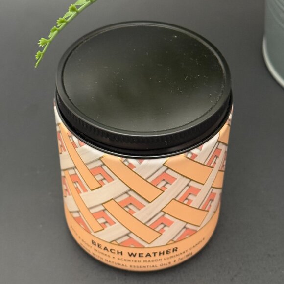 BBW Beach Weather Bath & Body Works Mason Jar Single Wick Candle - Picture 4 of 10